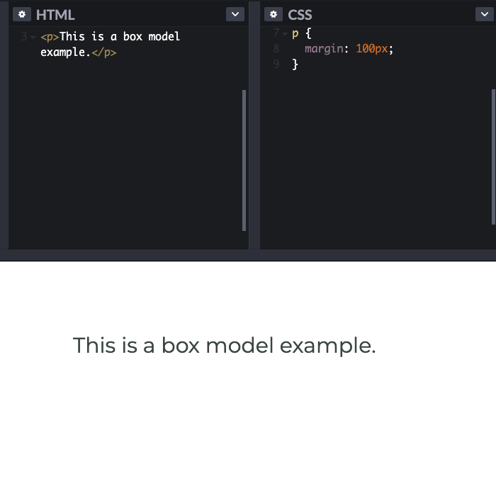 margin code example