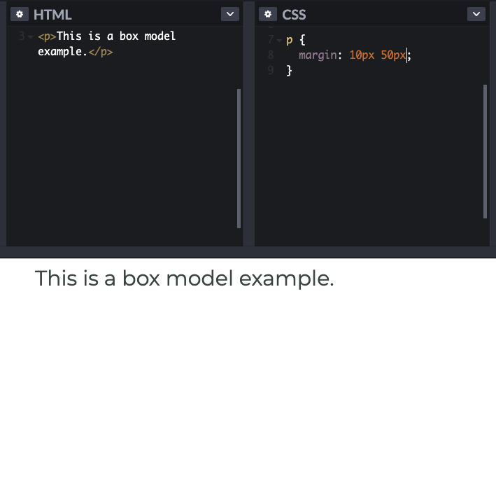 margin code example